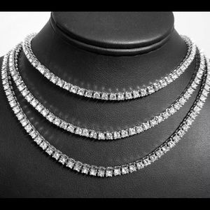 18k white gold ICED OUT tennis chain